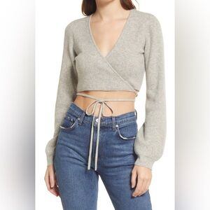 Reformation Remus Cashmere Wrap Crop Sweater, pre-owned, size S